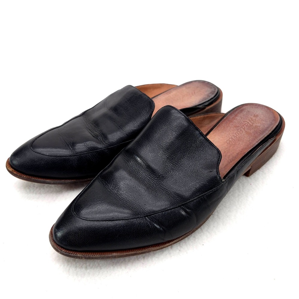 Madewell Frances Loafer Mule Black Leather Size 9 Pointed Toe Minimalist Classic - Picture 11 of 12